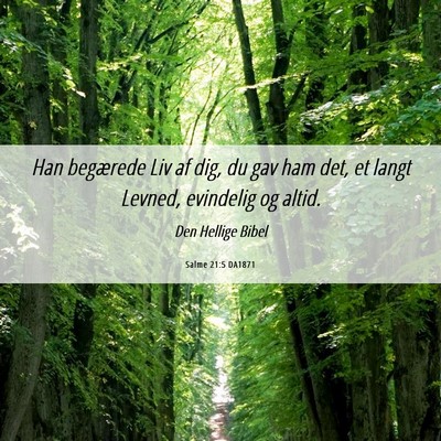 Picture 06 - Salme 21:5 DA1871 - Han begærede Liv af dig, du gav ham det, et - Bible Verse Picture