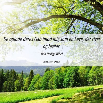 Picture 06 - Salme 22:14 DA1871 - De oplode deres Gab imod mig som en Løve, der - Bible Verse Picture
