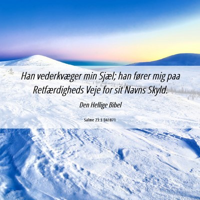 Picture 06 - Salme 23:3 DA1871 - Han vederkvæger min Sjæl; han fører mig paa - Bible Verse Picture