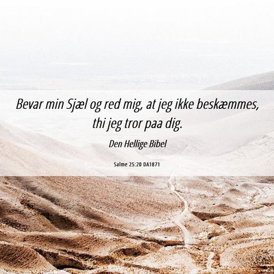 Picture 06 - Salme 25:20 DA1871 - Bevar min Sjæl og red mig, at jeg ikke - Bible Verse Picture