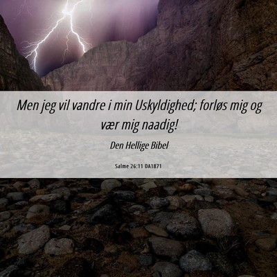 Picture 06 - Salme 26:11 DA1871 - Men jeg vil vandre i min Uskyldighed; forløs mig - Bible Verse Picture
