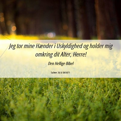 Picture 06 - Salme 26:6 DA1871 - Jeg tor mine Hænder i Uskyldighed og holder mig - Bible Verse Picture