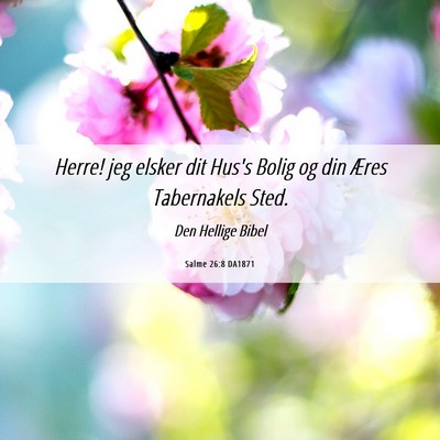Picture 06 - Salme 26:8 DA1871 - Herre! jeg elsker dit Hus's Bolig og din Æres - Bible Verse Picture