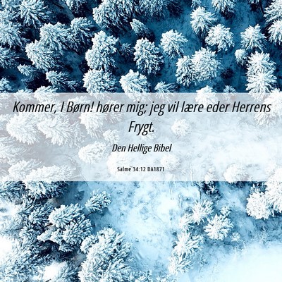 Picture 06 - Salme 34:12 DA1871 - Kommer, I Børn! hører mig; jeg vil lære eder - Bible Verse Picture