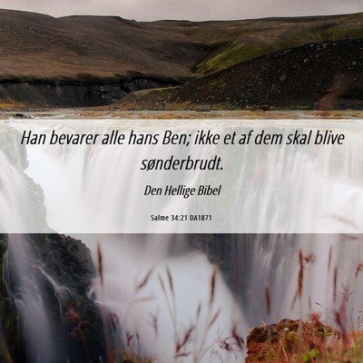 Picture 06 - Salme 34:21 DA1871 - Han bevarer alle hans Ben; ikke et af dem skal - Bible Verse Picture