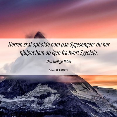 Picture 06 - Salme 41:4 DA1871 - Herren skal opholde ham paa Sygesengen; du har - Bible Verse Picture