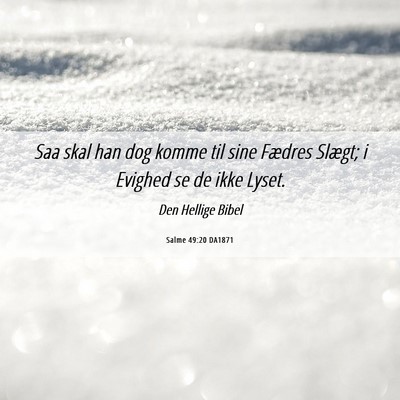 Picture 06 - Salme 49:20 DA1871 - Saa skal han dog komme til sine Fædres Slægt; i - Bible Verse Picture