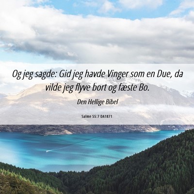 Picture 06 - Salme 55:7 DA1871 - Og jeg sagde: Gid jeg havde Vinger som en Due, da - Bible Verse Picture