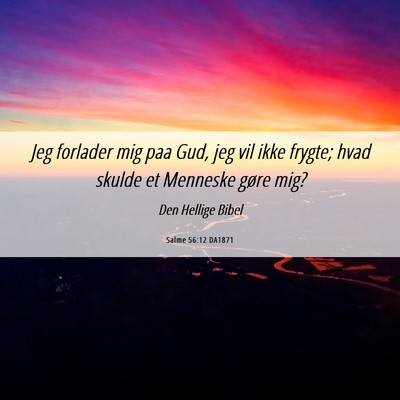 Picture 06 - Salme 56:12 DA1871 - Jeg forlader mig paa Gud, jeg vil ikke frygte; - Bible Verse Picture