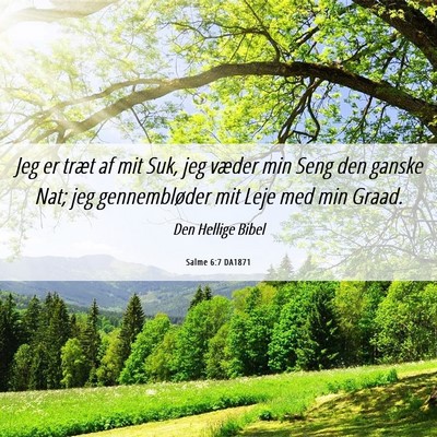 Picture 06 - Salme 6:7 DA1871 - Jeg er træt af mit Suk, jeg væder min Seng den - Bible Verse Picture