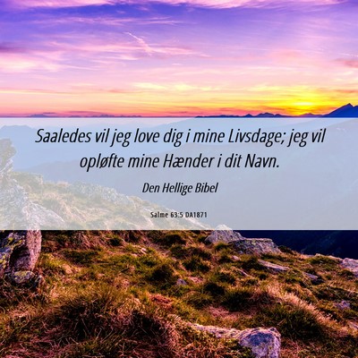 Picture 06 - Salme 63:5 DA1871 - Saaledes vil jeg love dig i mine Livsdage; jeg - Bible Verse Picture