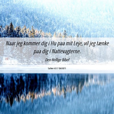 Picture 06 - Salme 63:7 DA1871 - Naar jeg kommer dig i Hu paa mit Leje, vil jeg - Bible Verse Picture