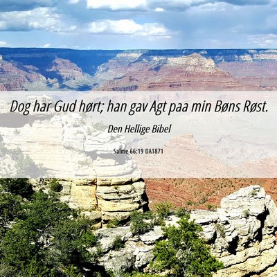 Picture 06 - Salme 66:19 DA1871 - Dog har Gud hørt; han gav Agt paa min Bøns - Bible Verse Picture
