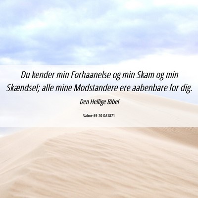 Picture 06 - Salme 69:20 DA1871 - Du kender min Forhaanelse og min Skam og min - Bible Verse Picture