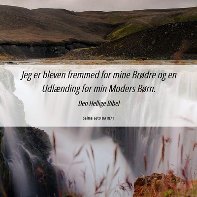 Picture 06 - Salme 69:9 DA1871 - Jeg er bleven fremmed for mine Brødre og en - Bible Verse Picture