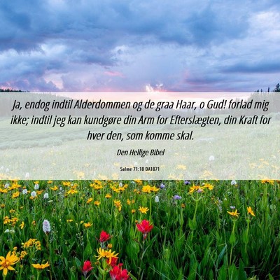 Picture 06 - Salme 71:18 DA1871 - Ja, endog indtil Alderdommen og de graa Haar, o - Bible Verse Picture