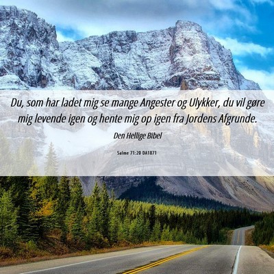 Picture 06 - Salme 71:20 DA1871 - Du, som har ladet mig se mange Angester og - Bible Verse Picture