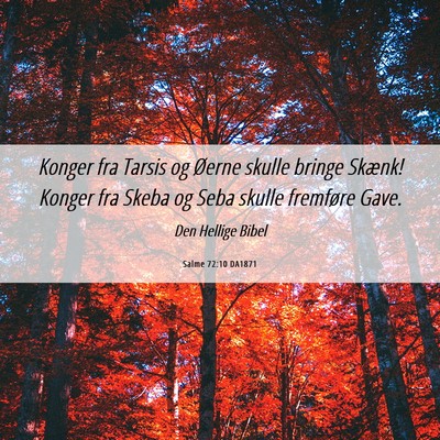 Picture 06 - Salme 72:10 DA1871 - Konger fra Tarsis og Øerne skulle bringe Skænk! - Bible Verse Picture