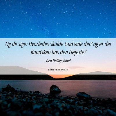 Picture 06 - Salme 73:11 DA1871 - Og de sige: Hvorledes skulde Gud vide det? og er - Bible Verse Picture