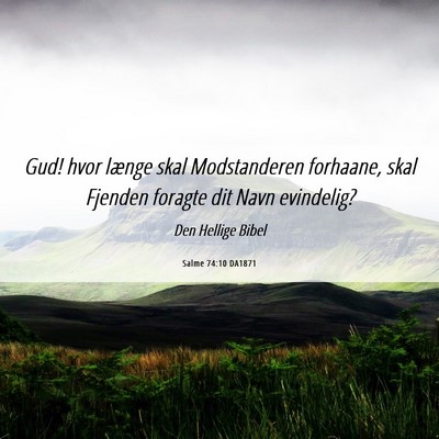 Picture 06 - Salme 74:10 DA1871 - Gud! hvor længe skal Modstanderen forhaane, skal - Bible Verse Picture