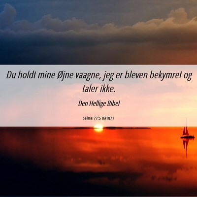 Picture 06 - Salme 77:5 DA1871 - Du holdt mine Øjne vaagne, jeg er bleven - Bible Verse Picture