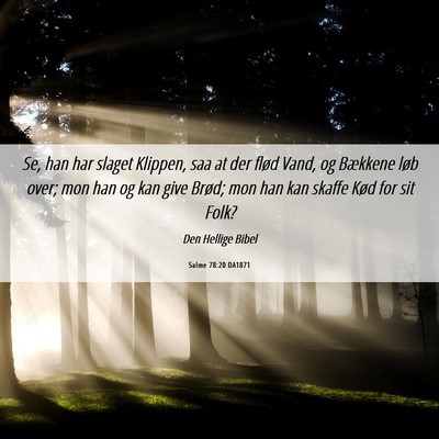 Picture 06 - Salme 78:20 DA1871 - Se, han har slaget Klippen, saa at der flød - Bible Verse Picture