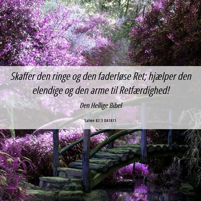 Picture 06 - Salme 82:3 DA1871 - Skaffer den ringe og den faderløse Ret; hjælper - Bible Verse Picture