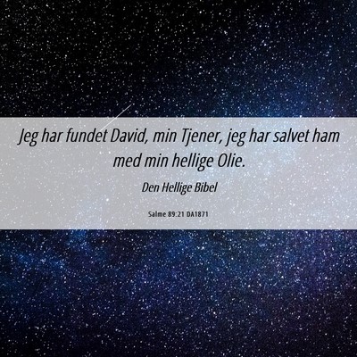 Picture 06 - Salme 89:21 DA1871 - Jeg har fundet David, min Tjener, jeg har salvet - Bible Verse Picture