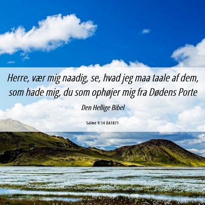 Picture 06 - Salme 9:14 DA1871 - Herre, vær mig naadig, se, hvad jeg maa taale af - Bible Verse Picture