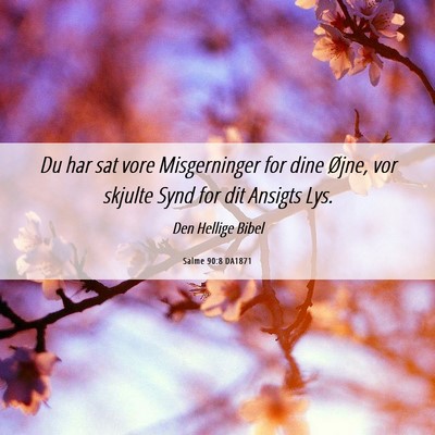 Picture 06 - Salme 90:8 DA1871 - Du har sat vore Misgerninger for dine Øjne, vor - Bible Verse Picture