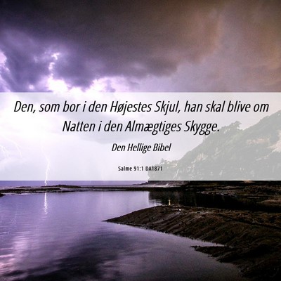 Picture 06 - Salme 91:1 DA1871 - Den, som bor i den Højestes Skjul, han skal - Bible Verse Picture