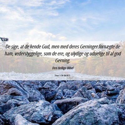 Picture 06 - Titus 1:16 DA1871 - De sige, at de kende Gud, men med deres Gerninger - Bible Verse Picture