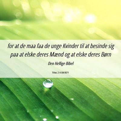 Picture 06 - Titus 2:4 DA1871 - for at de maa faa de unge Kvinder til at besinde - Bible Verse Picture