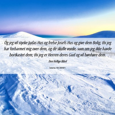 Picture 06 - Zakarias 10:6 DA1871 - Og jeg vil styrke Judas Hus og frelse Josefs Hus - Bible Verse Picture