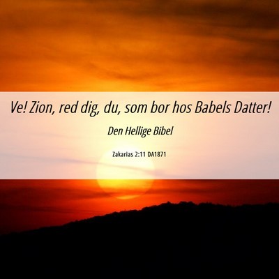 Picture 06 - Zakarias 2:11 DA1871 - Ve! Zion, red dig, du, som bor hos Babels - Bible Verse Picture