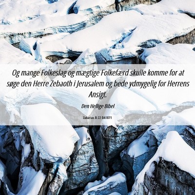 Picture 06 - Zakarias 8:22 DA1871 - Og mange Folkeslag og mægtige Folkefærd skulle - Bible Verse Picture