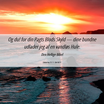 Picture 06 - Zakarias 9:11 DA1871 - Og du! for din Pagts Blods Skyld — dine bundne - Bible Verse Picture