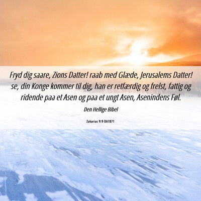 Picture 06 - Zakarias 9:9 DA1871 - Fryd dig saare, Zions Datter! raab med Glæde, - Bible Verse Picture