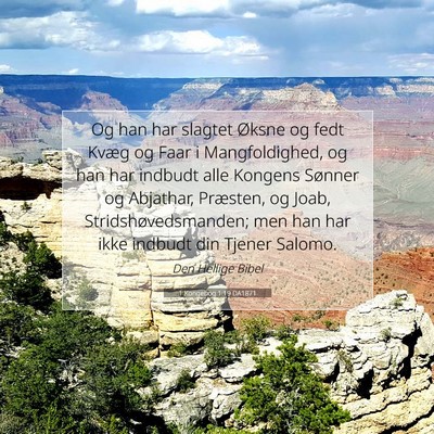 Picture 07 - 1 Kongebog 1:19 DA1871 - Og han har slagtet Øksne og fedt Kvæg og Faar i - Bible Verse Picture