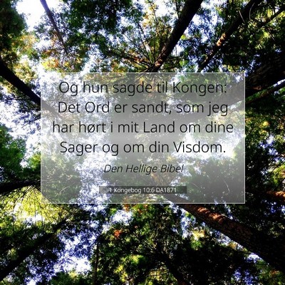 Picture 07 - 1 Kongebog 10:6 DA1871 - Og hun sagde til Kongen: Det Ord er sandt, som - Bible Verse Picture