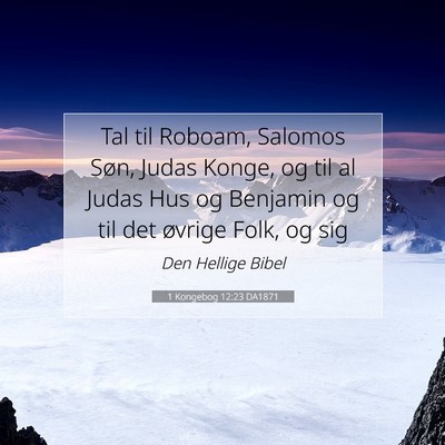 Picture 07 - 1 Kongebog 12:23 DA1871 - Tal til Roboam, Salomos Søn, Judas Konge, og til - Bible Verse Picture