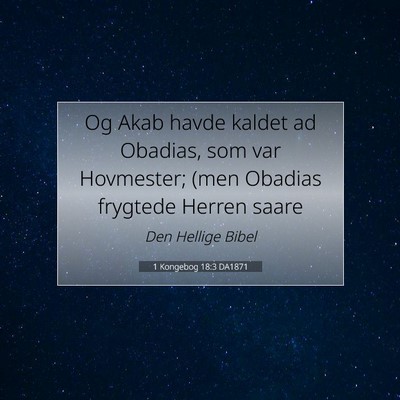 Picture 07 - 1 Kongebog 18:3 DA1871 - Og Akab havde kaldet ad Obadias, som var - Bible Verse Picture