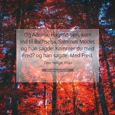 Picture 07 - 1 Kongebog 2:13 DA1871 - Og Adonia, Hagiths Søn, kom ind til Bathseba, - Bible Verse Picture