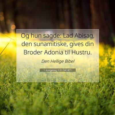 Picture 07 - 1 Kongebog 2:21 DA1871 - Og hun sagde: Lad Abisag, den sunamitiske, gives - Bible Verse Picture
