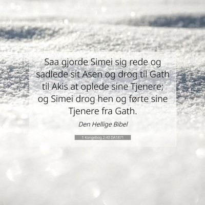 Picture 07 - 1 Kongebog 2:40 DA1871 - Saa gjorde Simei sig rede og sadlede sit Asen og - Bible Verse Picture