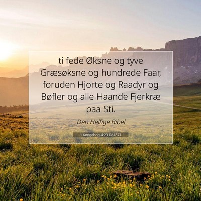 Picture 07 - 1 Kongebog 4:23 DA1871 - ti fede Øksne og tyve Græsøksne og hundrede - Bible Verse Picture