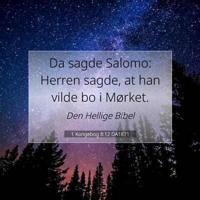 Picture 07 - 1 Kongebog 8:12 DA1871 - Da sagde Salomo: Herren sagde, at han vilde bo i - Bible Verse Picture