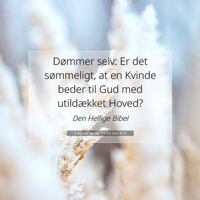 Picture 07 - 1 Korintherne 11:13 DA1871 - Dømmer selv: Er det sømmeligt, at en Kvinde - Bible Verse Picture