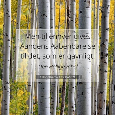 Picture 07 - 1 Korintherne 12:7 DA1871 - Men til enhver gives Aandens Aabenbarelse til - Bible Verse Picture