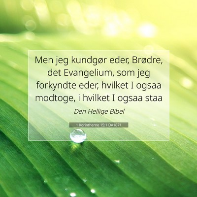 Picture 07 - 1 Korintherne 15:1 DA1871 - Men jeg kundgør eder, Brødre, det Evangelium, - Bible Verse Picture